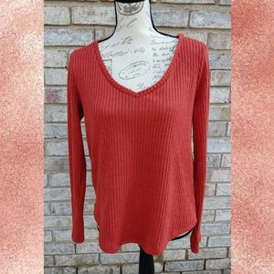 ✨Travel-Ready✨Aeropostale Seriously Soft V-Neck Long Sleeve Top Cinnamon M